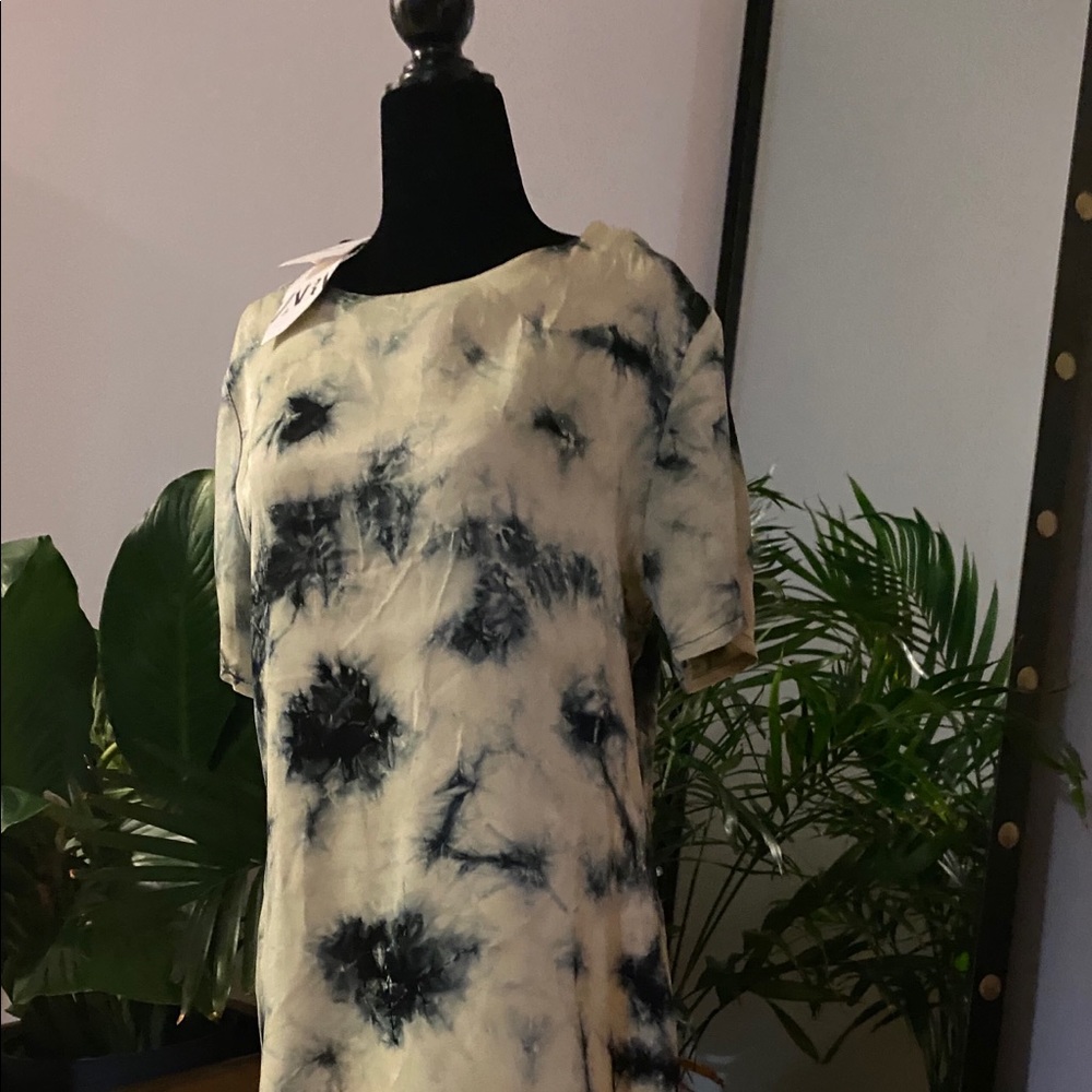 Tye- dye silk shirt dress small fit